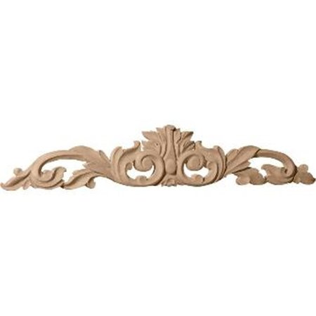 DWELLINGDESIGNS 36.5 in. W x 6.25 in. H x 1 in. D Large Green Leaf Center with Scrolls, Maple DW68981